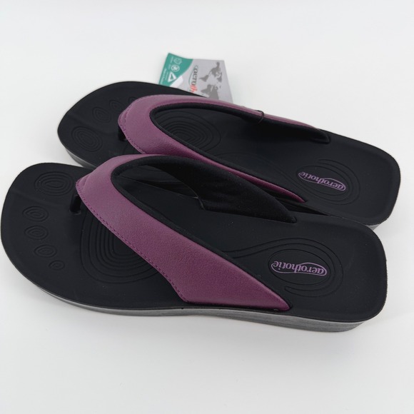 Aerothotic Womens Flip Flops Thong Sandals Plum Orthotic Comfort Size 9 - Picture 7 of 10
